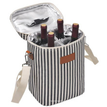 Factory 4 Bottle Travel Padded Wine Carrying Cooler Bag with Handle and Adjustable Shoulder Strap Wine Carrier Tote Bag